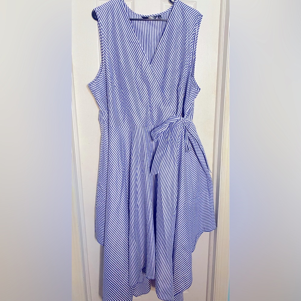 🆕 Mlle Gabrielle Sleeveless Striped Sun Dress with Attached Belt.